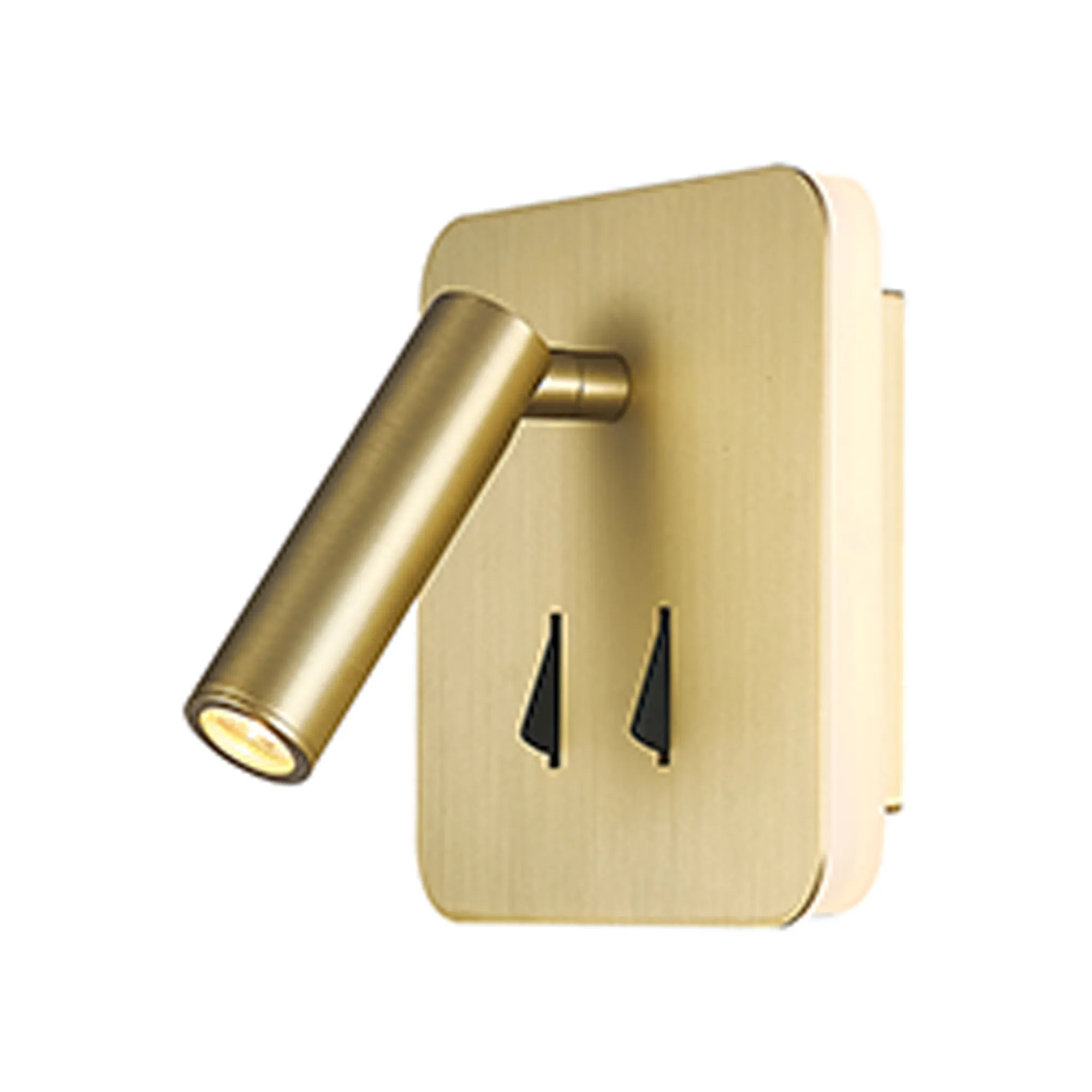 Cayman Square Wall + Reading Light 6W + 3W LED Switched Satin Gold
